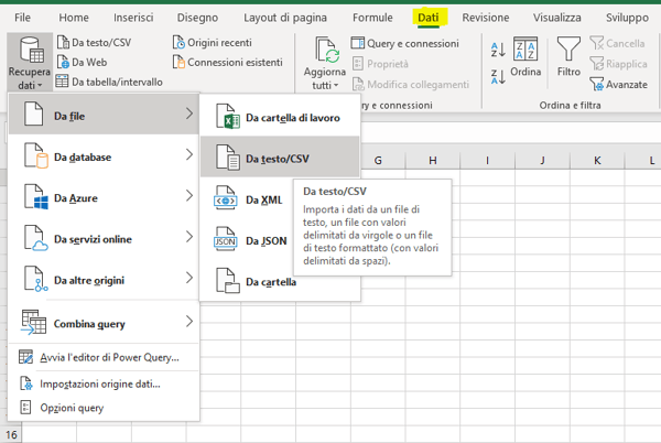 recupera dati da file csv